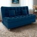 Sofa Cama 2 Lugares 185 cm Duda Veludo E433 Azul Milani Store