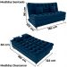 Sofa Cama 2 Lugares 185 cm Duda Veludo E433 Azul Milani Store