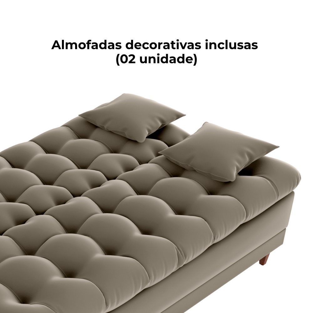Sofa Cama 2 Lugares 185 cm Duda Veludo E434 Marrom Claro Milani Store