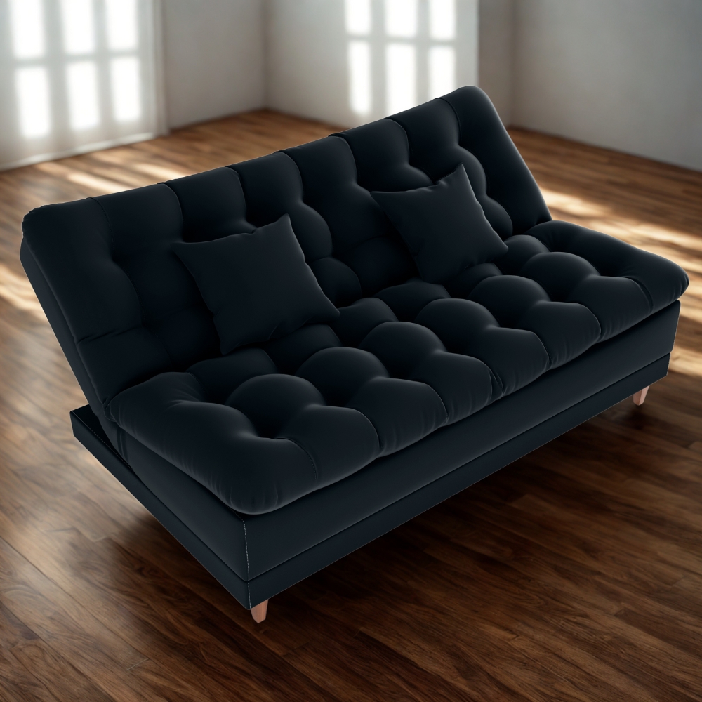 Sofa Cama 2 Lugares 185 cm Duda Veludo Inca E451 Preto Milani Store