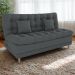 Sofa Cama 2 Lugares 185 cm Duda Veludo Light B250 Cinza Milani Store