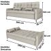 Sofa Cama 2 Lugares 200cm Pillar Linho Plano Milenum Palha Milani Store