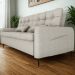 Sofa Cama 2 Lugares 200cm Pillar Linho Plano Milenum Palha Milani Store