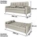Sofa Cama 2 Lugares 200cm Pillar Linho Vancouver E483 Bege Milani Store
