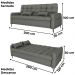 Sofa Cama 2 Lugares 200cm Pillar Linho Vancouver E484 Chumbo Milani Store