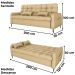 Sofa Cama 2 Lugares 200cm Pillar Linho Vancouver E486 Palha Milani Store