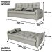 Sofa Cama 2 Lugares 200cm Pillar Linho Vancouver E487 Cinza Milani Store