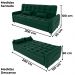 Sofa Cama 2 Lugares 200cm Pillar Veludo E402 Verde Milani Store