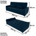 Sofa Cama 2 Lugares 200cm Pillar Veludo E403 Azul Milani Store