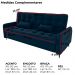 Sofa Cama 2 Lugares 200cm Pillar Veludo E403 Azul Milani Store