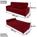 Sofa Cama 2 Lugares 200cm Pillar Veludo E404 Vermelho Milani Store