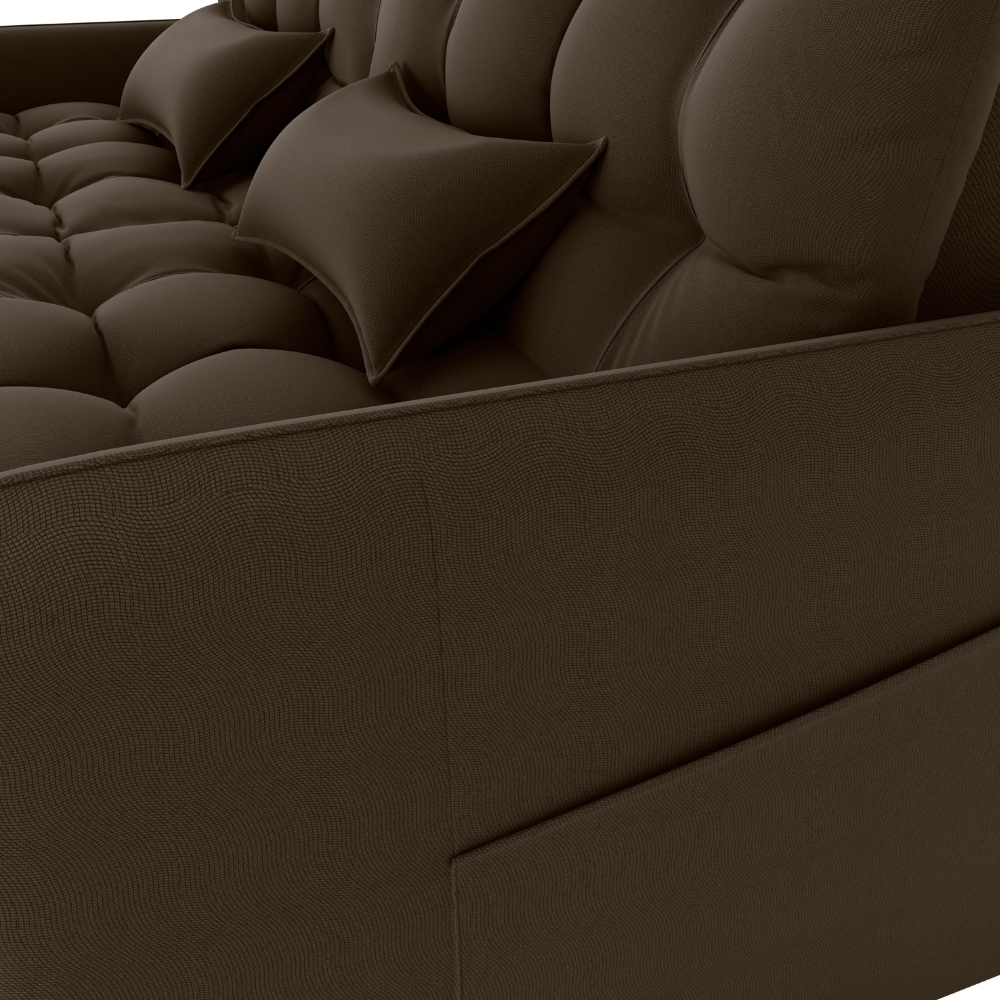 Sofa Cama 2 Lugares 200cm Pillar Veludo E405 Marrom Milani Store