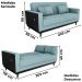 Sofa Cama 2 Lugares 203 cm Boucle Azul Corino Preto Milani Store
