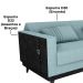 Sofa Cama 2 Lugares 203 cm Boucle Azul Corino Preto Milani Store
