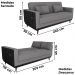 Sofa Cama 2 Lugares 203 cm Boucle Cinza Corino Preto Milani Store