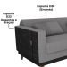 Sofa Cama 2 Lugares 203 cm Boucle Cinza Corino Preto Milani Store