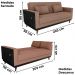 Sofa Cama 2 Lugares 203 cm Boucle Marrom Corino Preto Milani Store