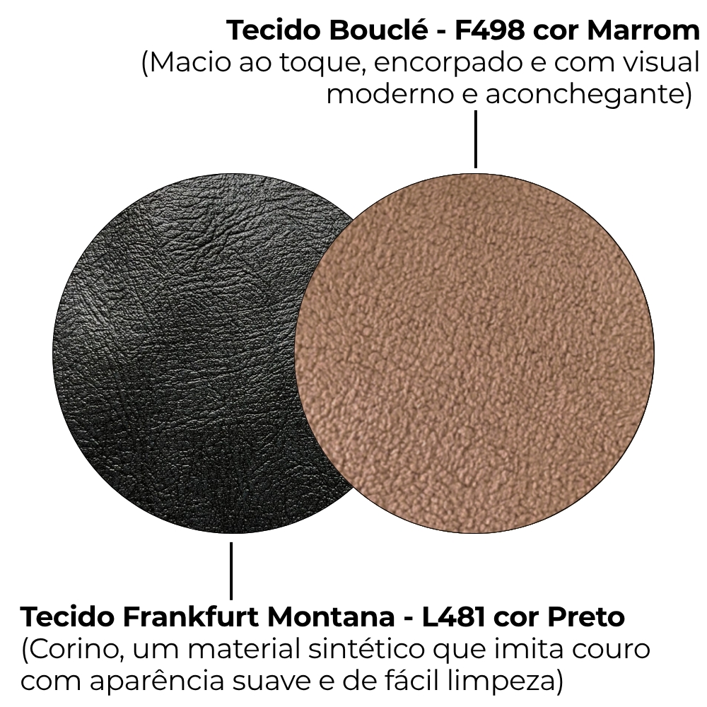 Sofa Cama 2 Lugares 203 cm Boucle Marrom Corino Preto Milani Store