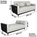 Sofa Cama 2 Lugares 203 cm Boucle Natural Corino Preto Milani Store