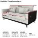 Sofa Cama 2 Lugares 203 cm Boucle Natural Corino Preto Milani Store