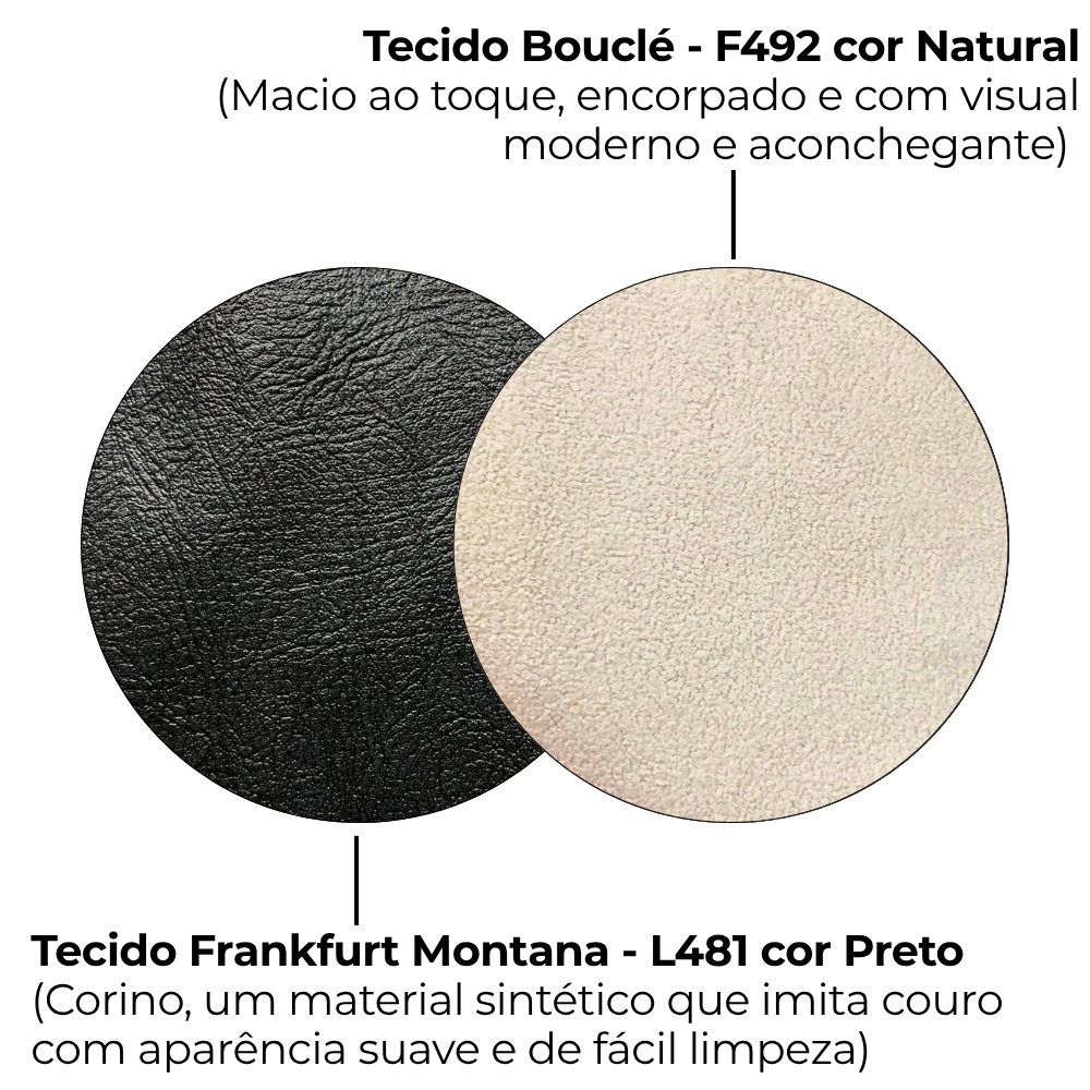 Sofa Cama 2 Lugares 203 cm Boucle Natural Corino Preto Milani Store