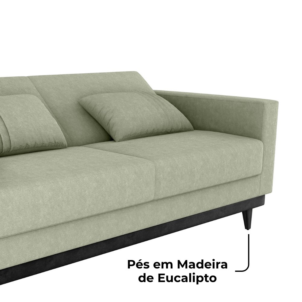 Sofa Cama 2 Lugares 203 cm Boucle Oliva Corino Preto Milani Store