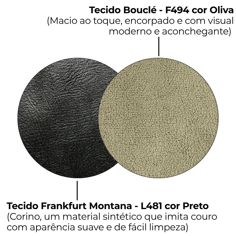 Sofa Cama 2 Lugares 203 cm Boucle Oliva Corino Preto Milani Store
