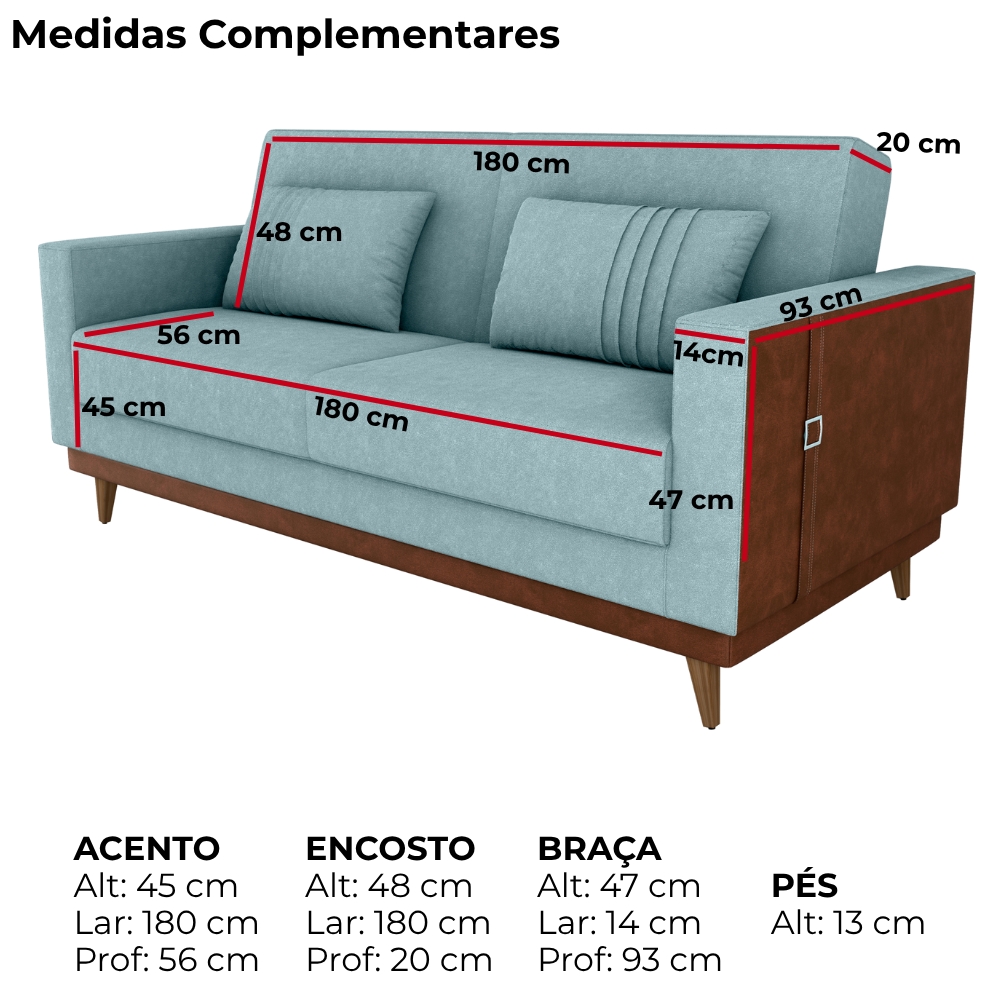 Sofa Cama 2 Lugares 203 cm Esther Boucle Azul Corino Whisk Milani Store
