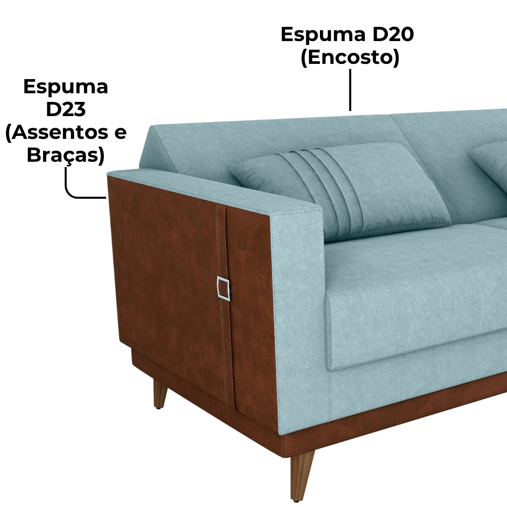 Sofa Cama 2 Lugares 203 cm Esther Boucle Azul Corino Whisk Milani Store
