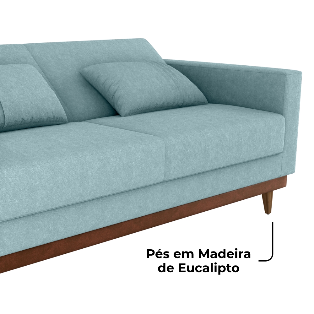 Sofa Cama 2 Lugares 203 cm Esther Boucle Azul Corino Whisk Milani Store