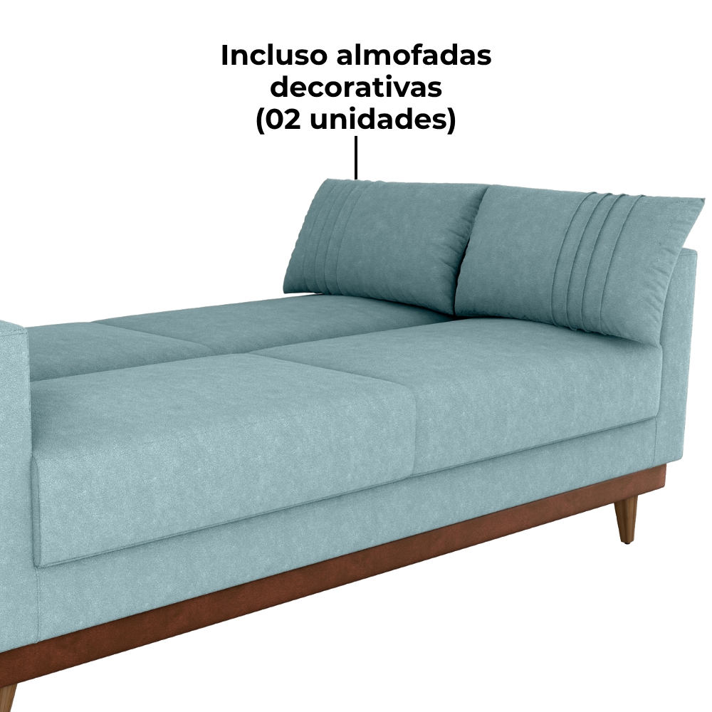 Sofa Cama 2 Lugares 203 cm Esther Boucle Azul Corino Whisk Milani Store