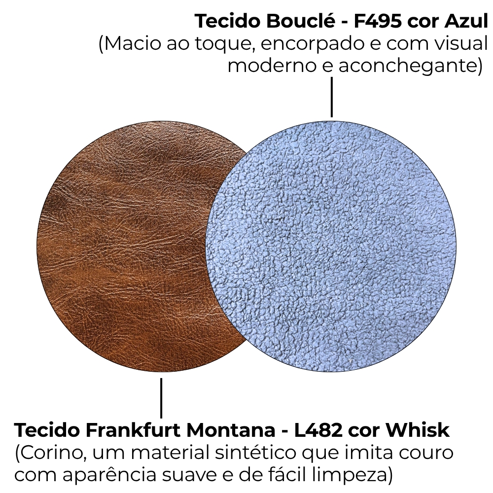 Sofa Cama 2 Lugares 203 cm Esther Boucle Azul Corino Whisk Milani Store