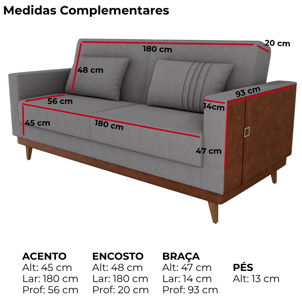 Sofa Cama 2 Lugares 203 cm Esther Boucle Cinza Corino Whisk Milani Store