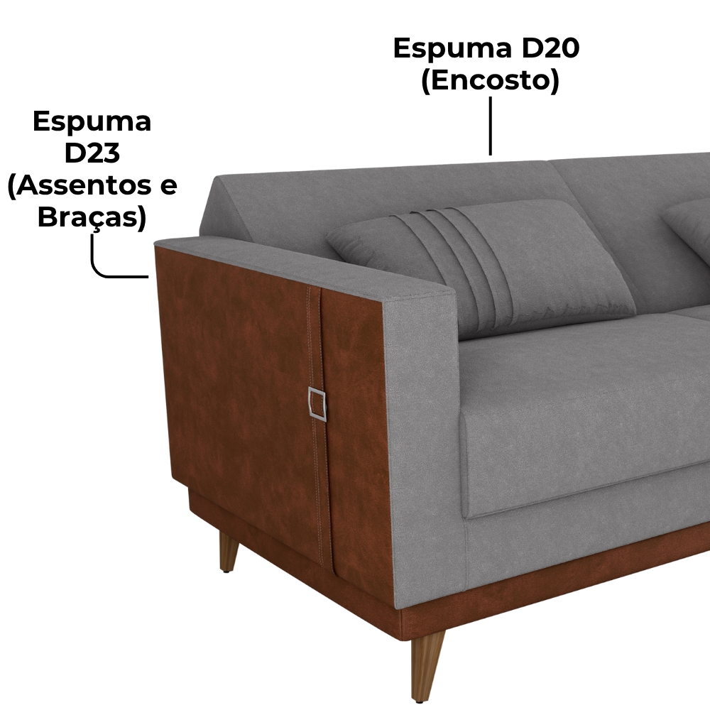 Sofa Cama 2 Lugares 203 cm Esther Boucle Cinza Corino Whisk Milani Store