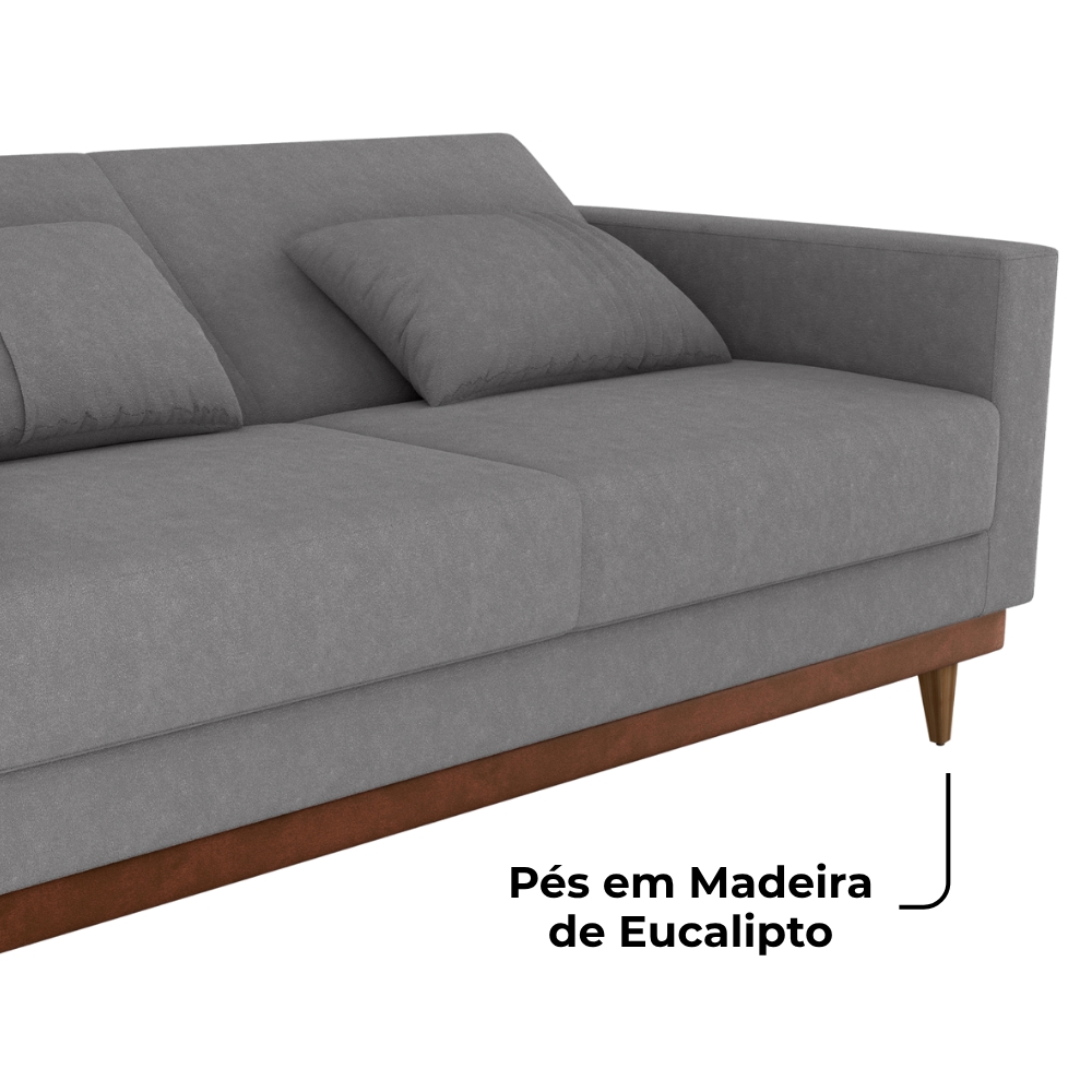 Sofa Cama 2 Lugares 203 cm Esther Boucle Cinza Corino Whisk Milani Store