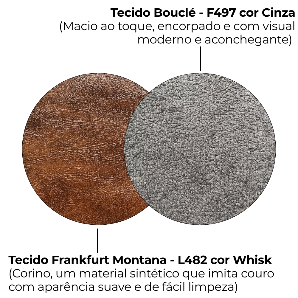 Sofa Cama 2 Lugares 203 cm Esther Boucle Cinza Corino Whisk Milani Store