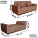 Sofa Cama 2 Lugares 203 cm Esther Boucle Marrom Corino Whisk Milani Store