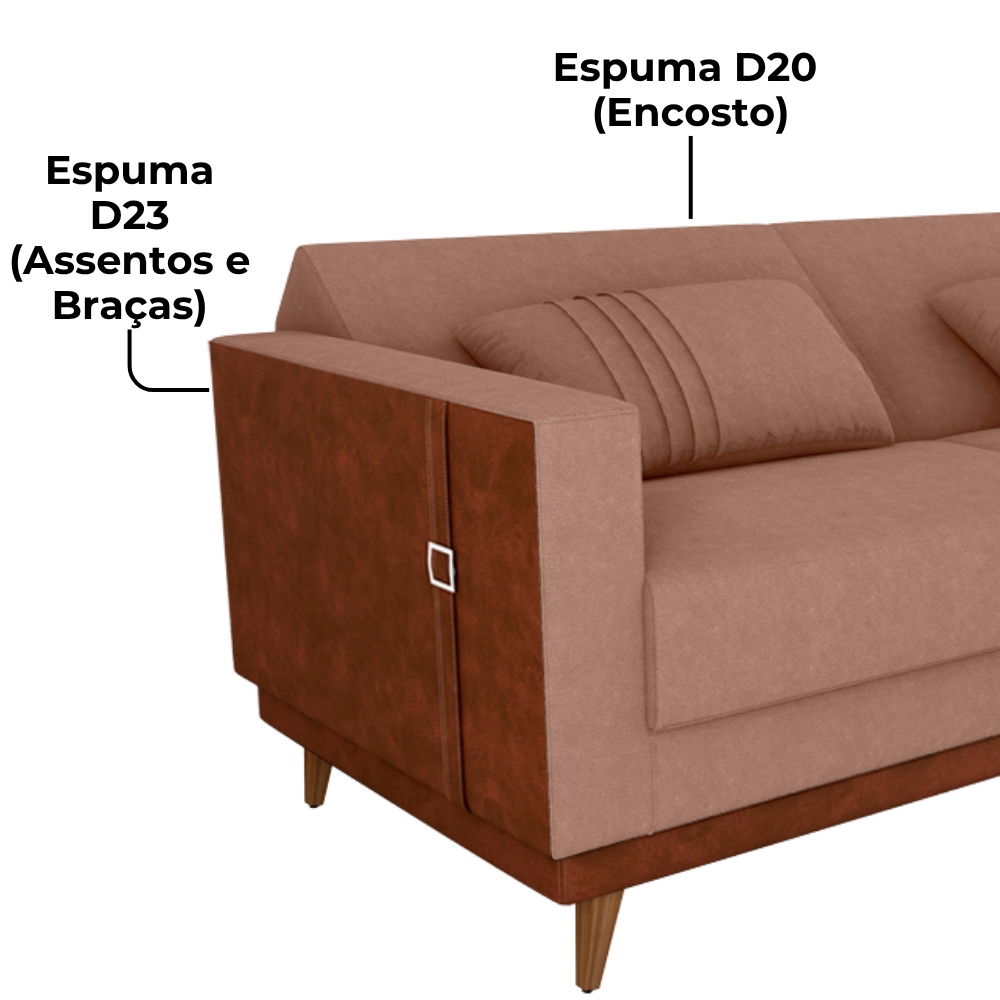 Sofa Cama 2 Lugares 203 cm Esther Boucle Marrom Corino Whisk Milani Store