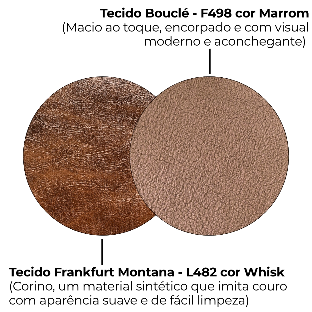 Sofa Cama 2 Lugares 203 cm Esther Boucle Marrom Corino Whisk Milani Store
