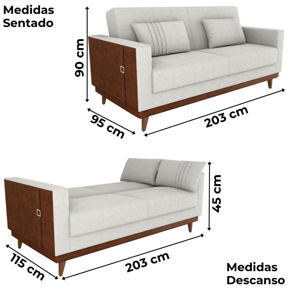 Sofa Cama 2 Lugares 203 cm Esther Boucle Natural Corino Whisk Milani Store