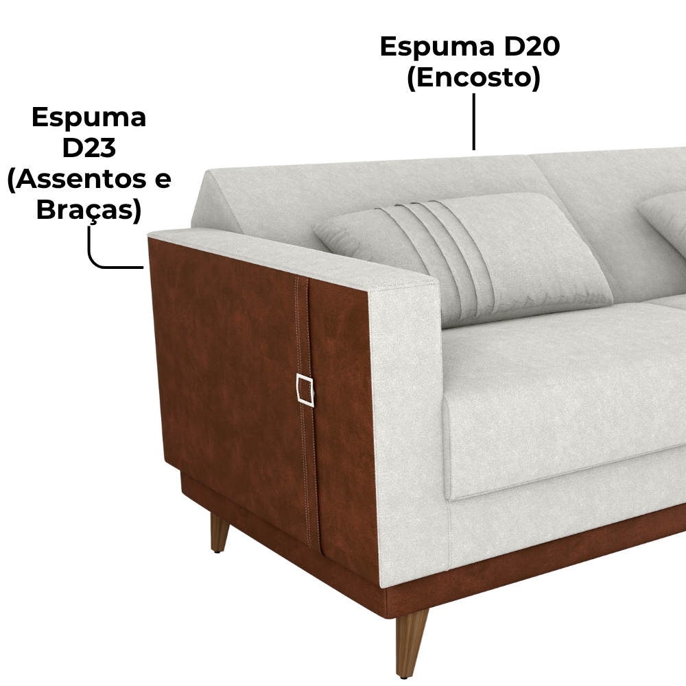 Sofa Cama 2 Lugares 203 cm Esther Boucle Natural Corino Whisk Milani Store