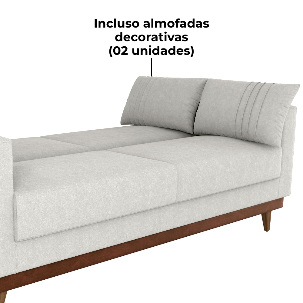 Sofa Cama 2 Lugares 203 cm Esther Boucle Natural Corino Whisk Milani Store