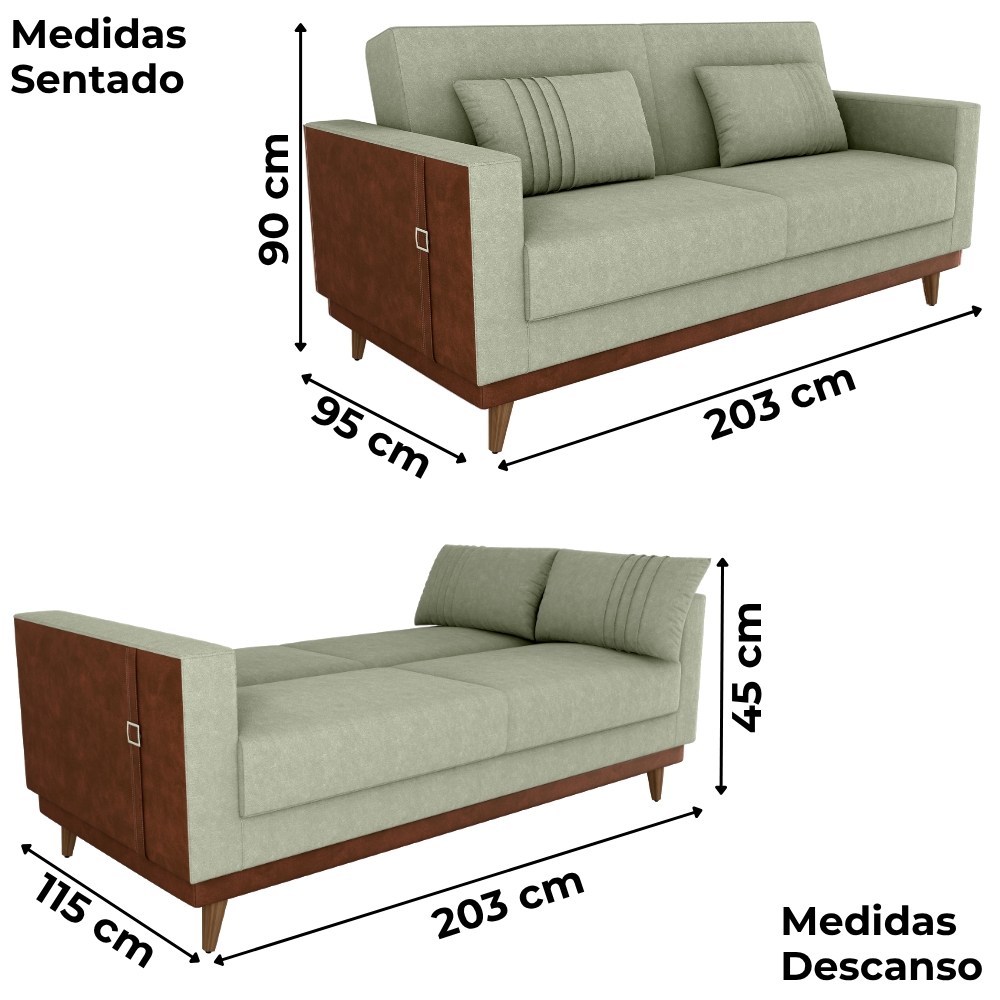 Sofa Cama 2 Lugares 203 cm Esther Boucle Oliva Corino Whisk Milani Store