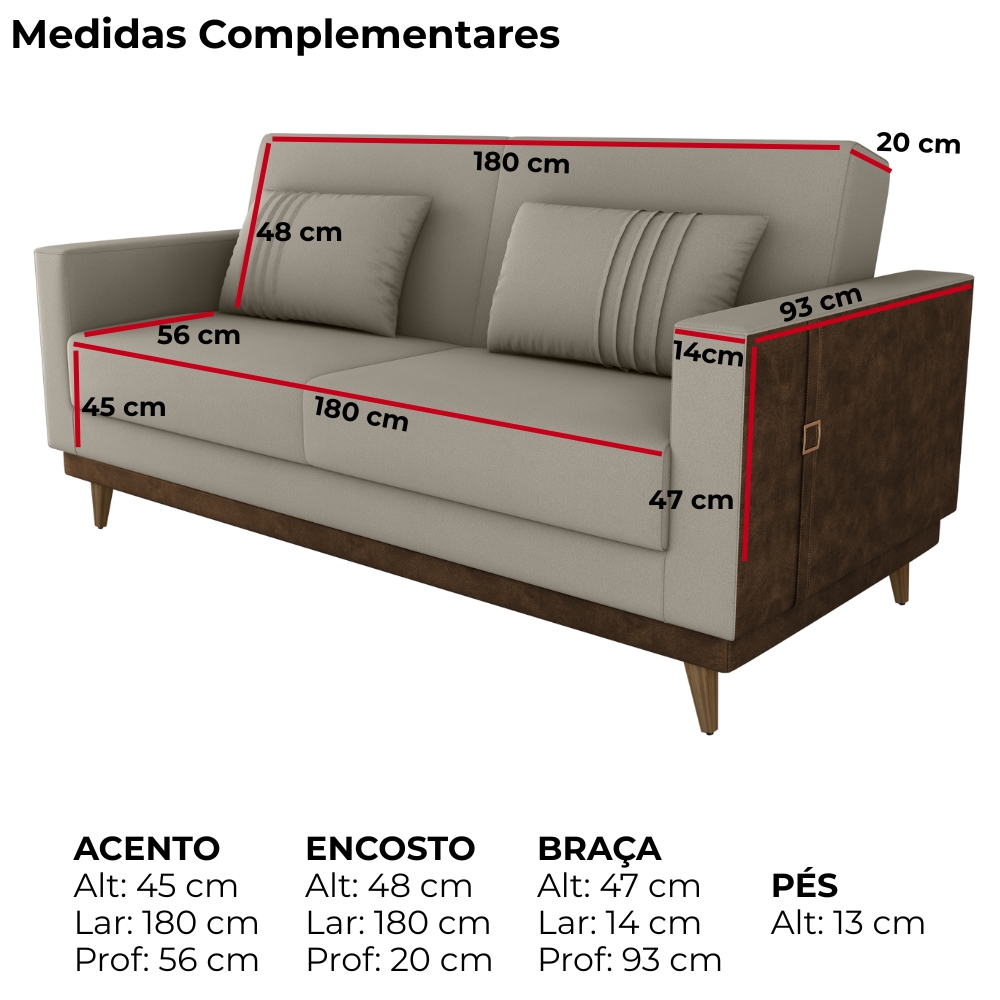 Sofa Cama 2 Lugares 203 cm Esther Veludo Corino Marrom Whisk Milani Store
