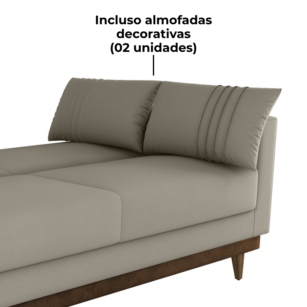 Sofa Cama 2 Lugares 203 cm Esther Veludo Corino Marrom Whisk Milani Store