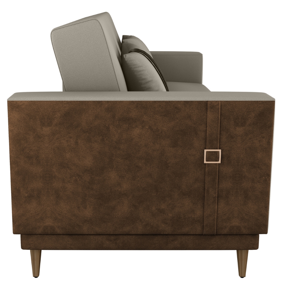 Sofa Cama 2 Lugares 203 cm Esther Veludo Corino Marrom Whisk Milani Store