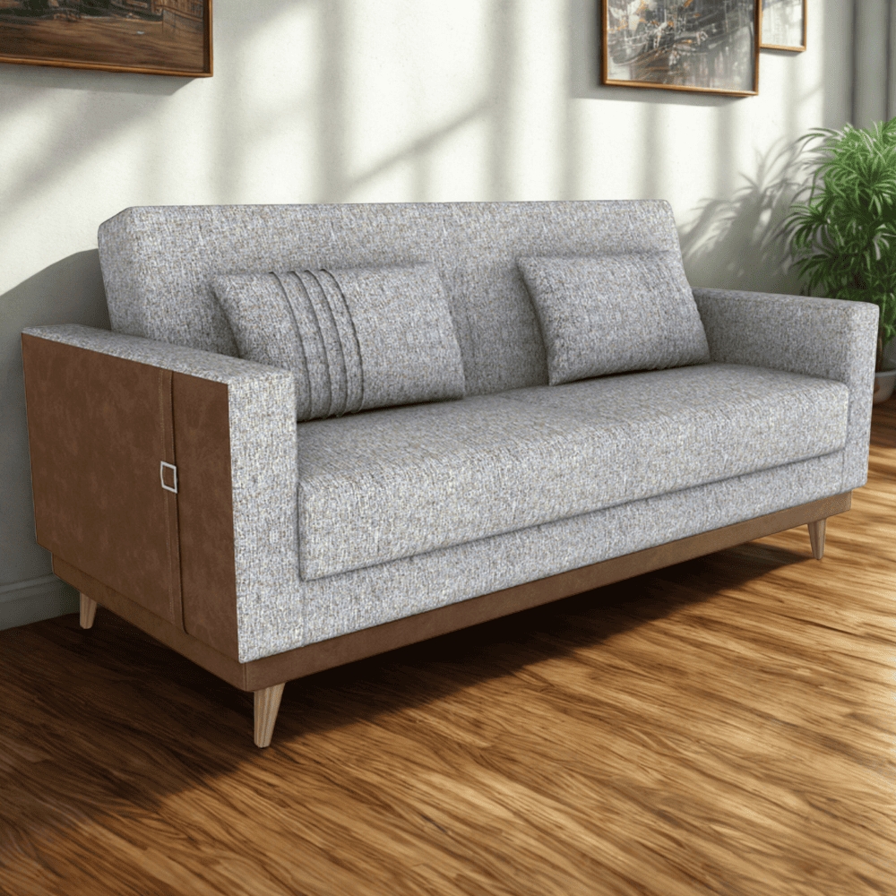 Sofa Cama 2 Lugares 203 cm Linho Plano Milenum Palha Corino Whisk Milani Store