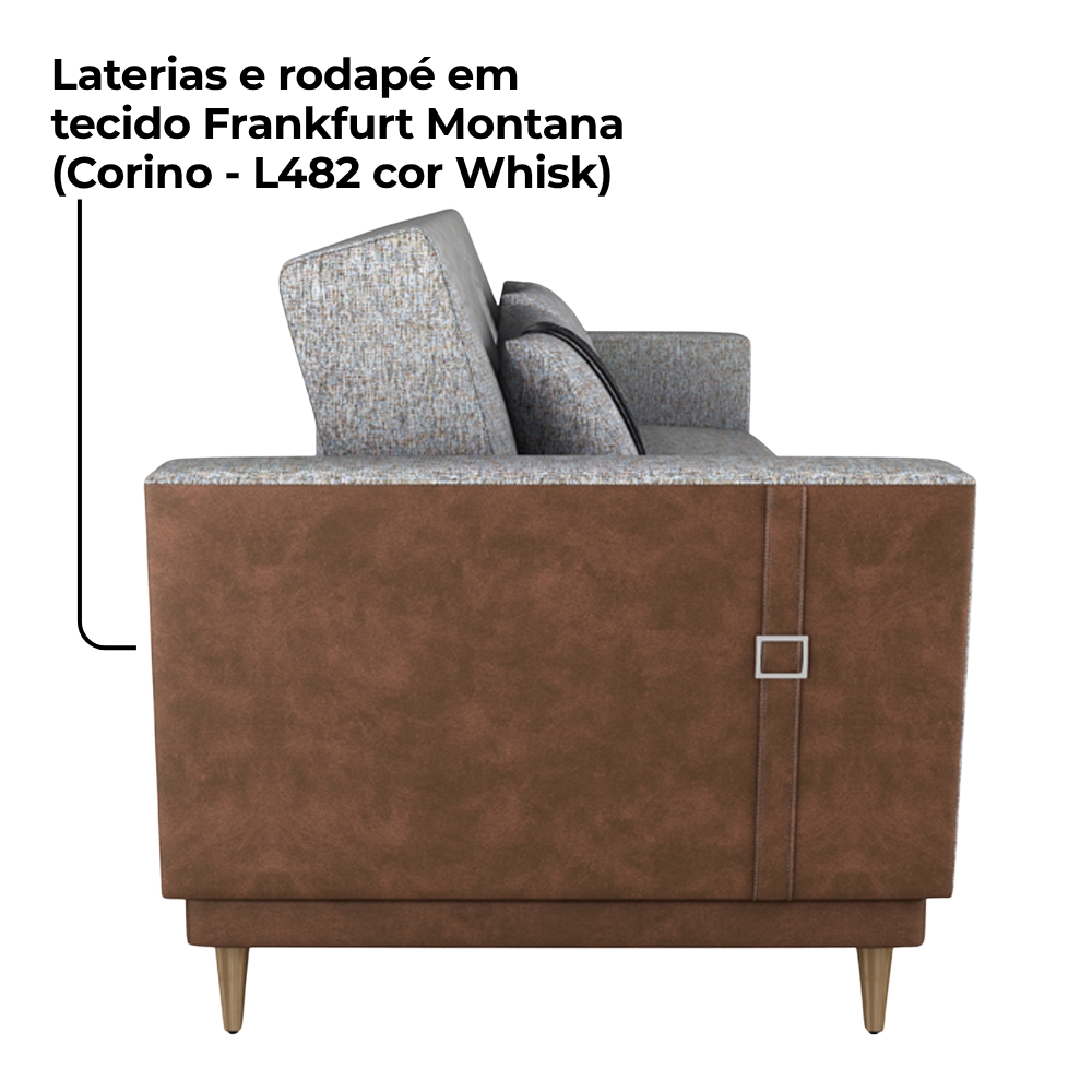 Sofa Cama 2 Lugares 203 cm Linho Plano Milenum Palha Corino Whisk Milani Store