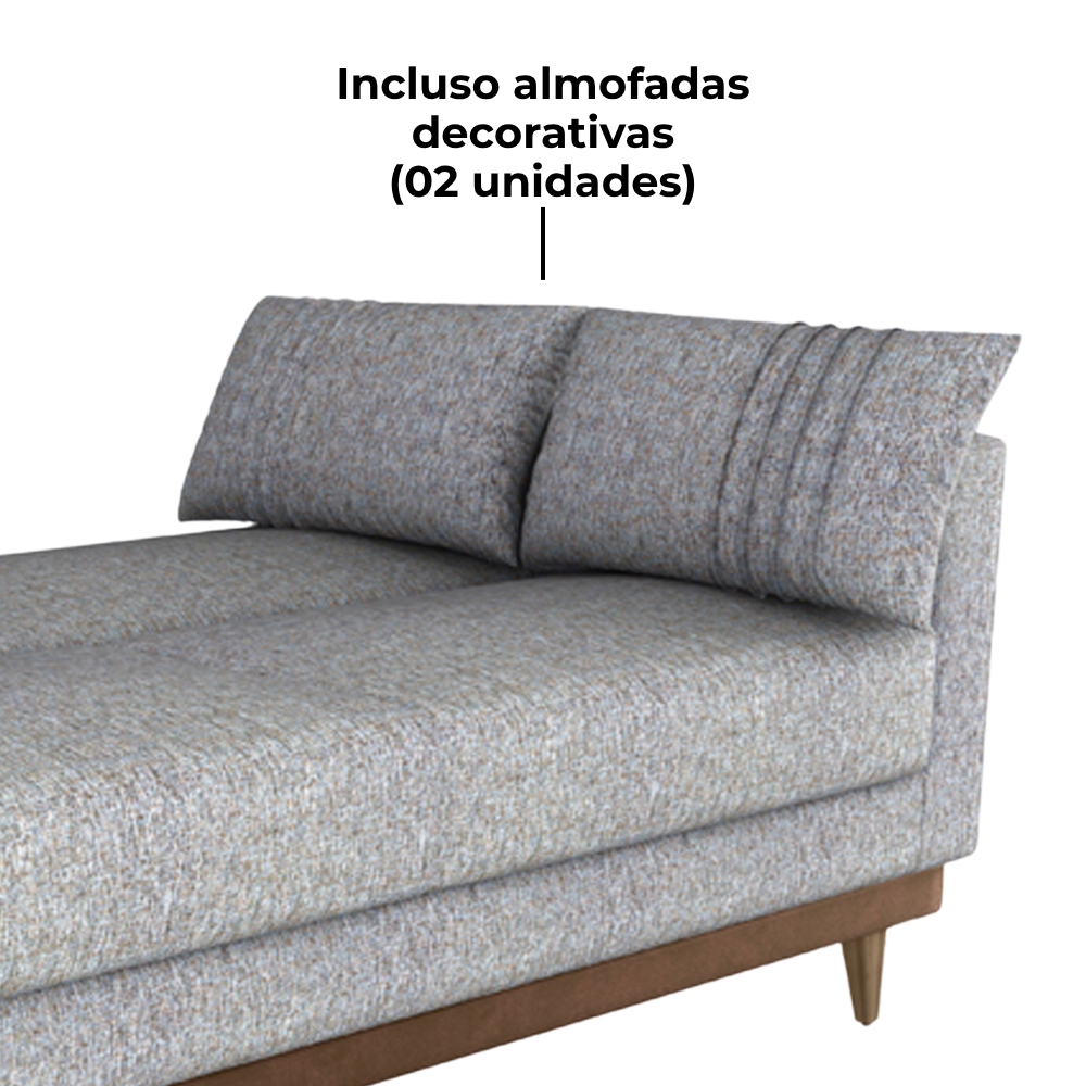 Sofa Cama 2 Lugares 203 cm Linho Plano Milenum Palha Corino Whisk Milani Store