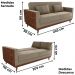 Sofa Cama 2 Lugares 203 cm Veludo Maserati Marrom Claro Corino Whisk Milani Store